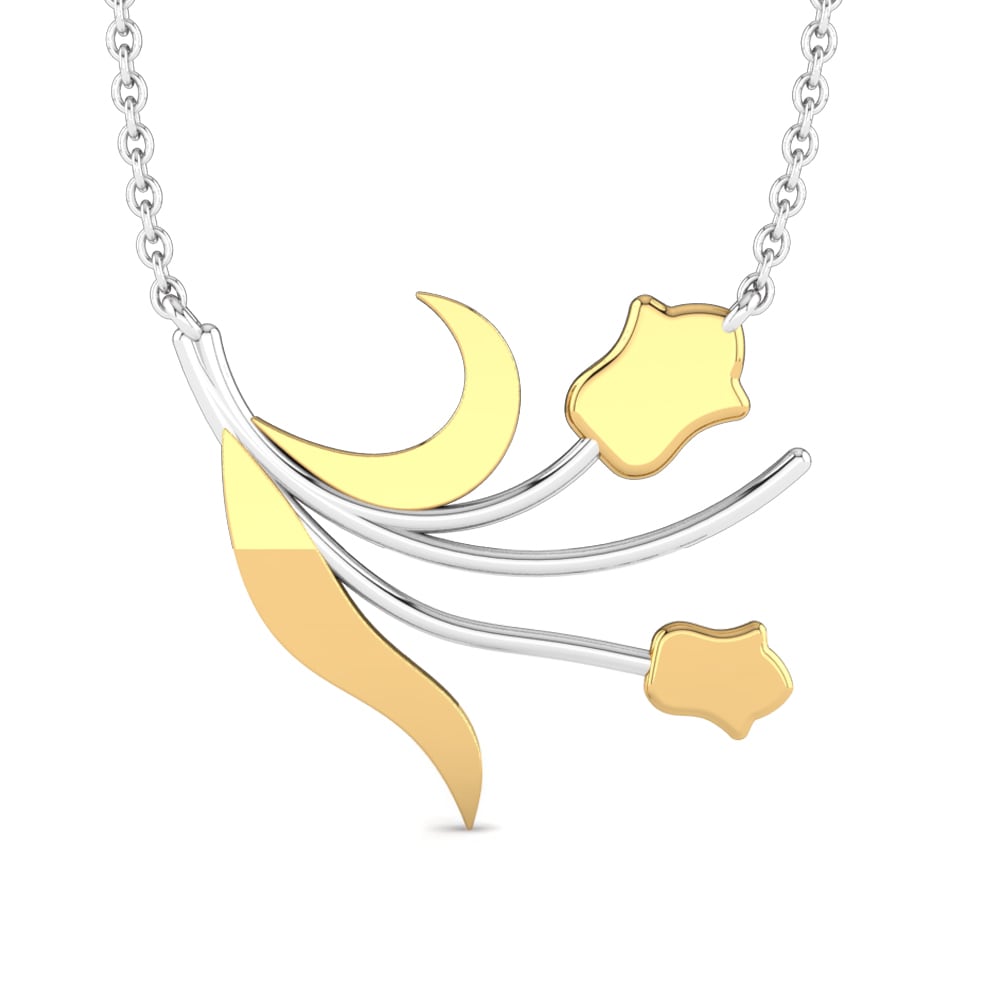 9k White & Yellow Gold Flower Necklace Kinabalu