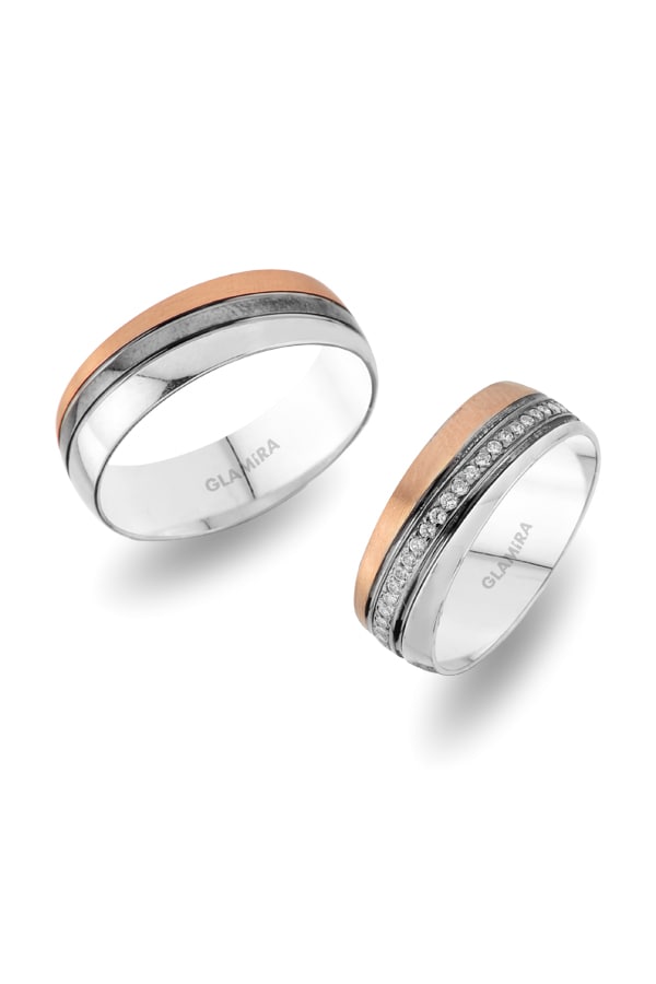 Memoire Wedding Rings Embrace Faith 585 White & Rose Gold Diamond