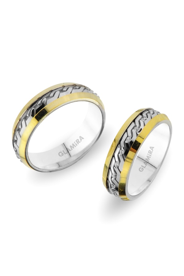 14k White & Yellow Gold Wedding Ring Gorgeous Shore