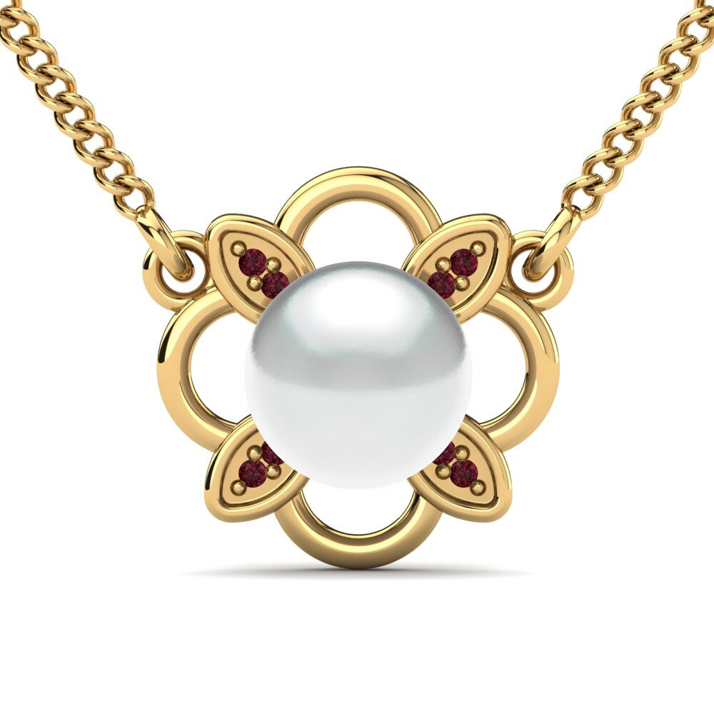 Gelbgold 750 Granat Damen halskette Ladonnia Ø8 mm