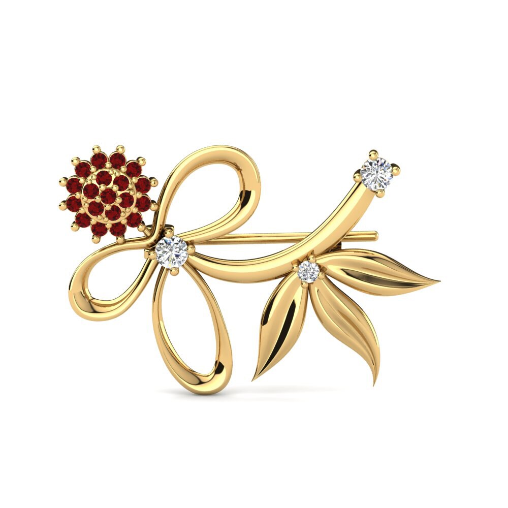 Gelbgold 375 Roter Zirkonia Brosche Lashelia