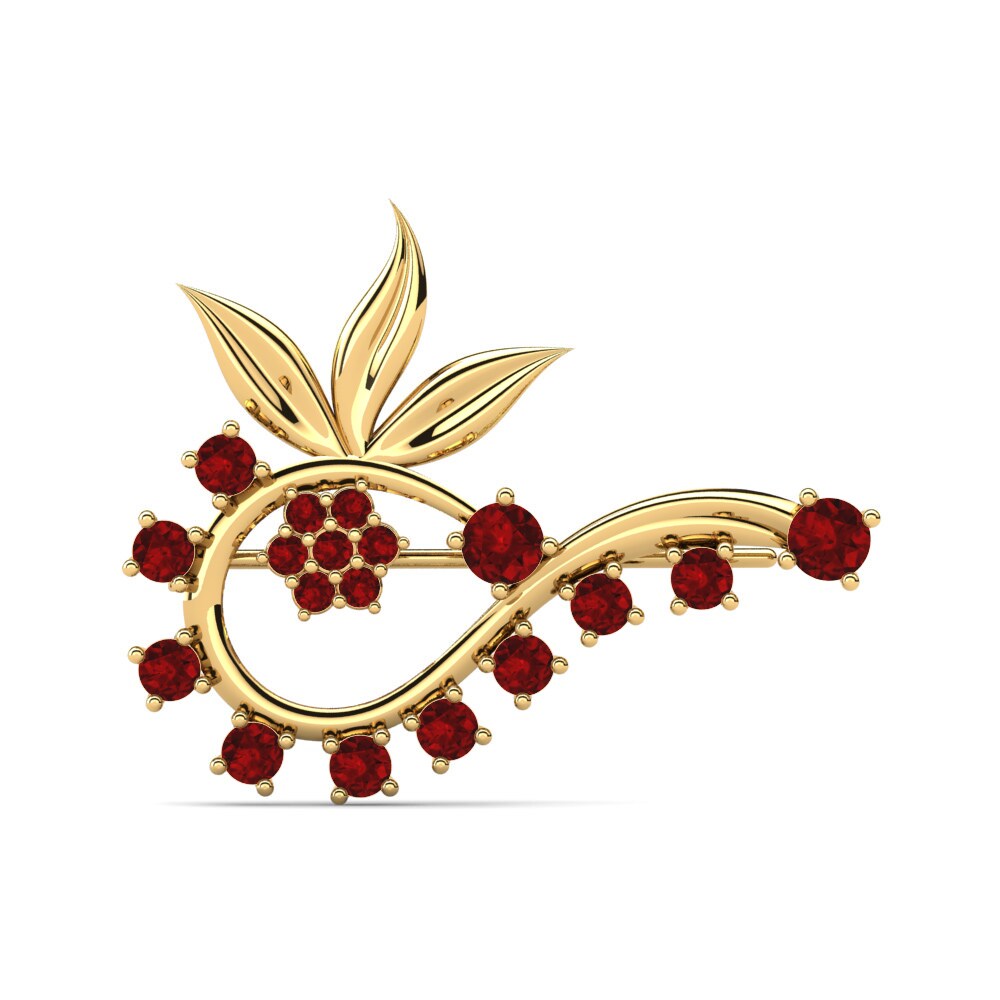 Gelbgold 375 Roter Zirkonia Brosche Latarisha