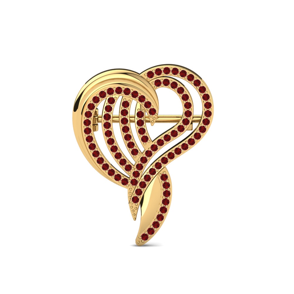 14ct Yellow Gold Red Zirconia Brooch Latrelle