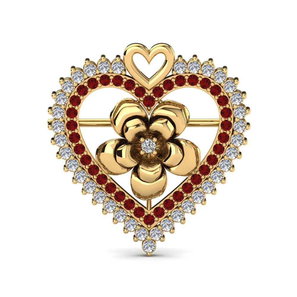 Gelbgold 375 Roter Zirkonia Brosche Latyana