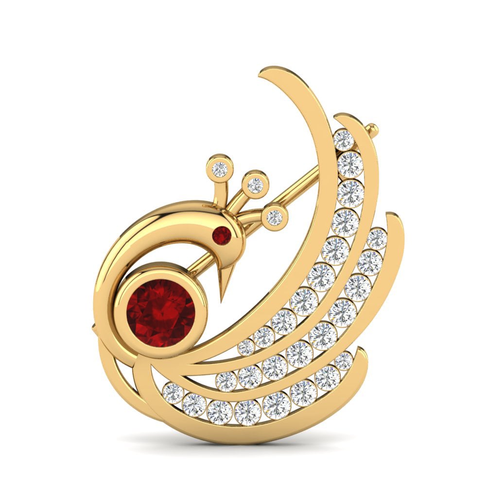 Gelbgold 375 Roter Zirkonia Brosche Laurabel