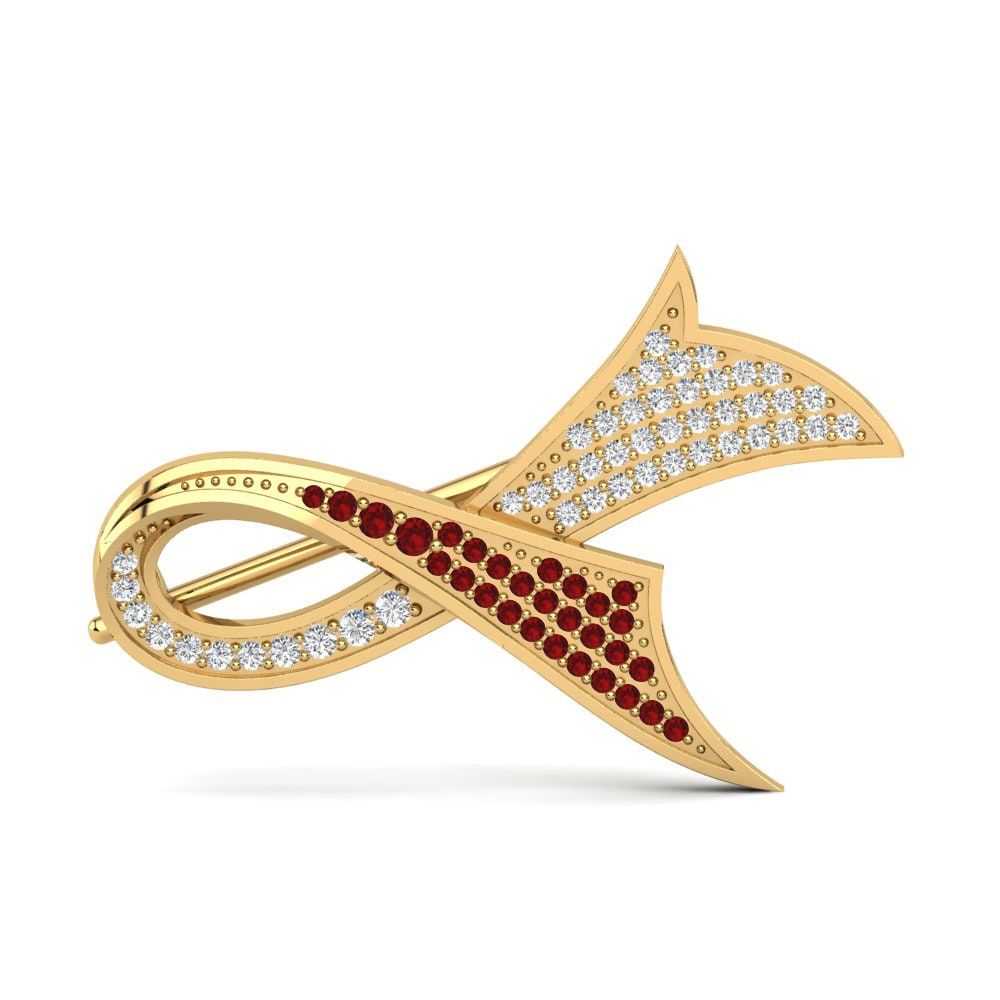 14ct Yellow Gold Red Zirconia Brooch Laurietta