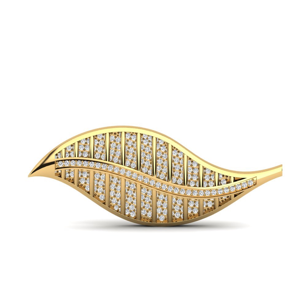 14ct Yellow Gold White sapphire Brooch Laursen