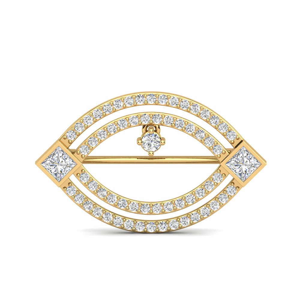 Gelbgold 375 Weisser Saphir Brosche Lavitta