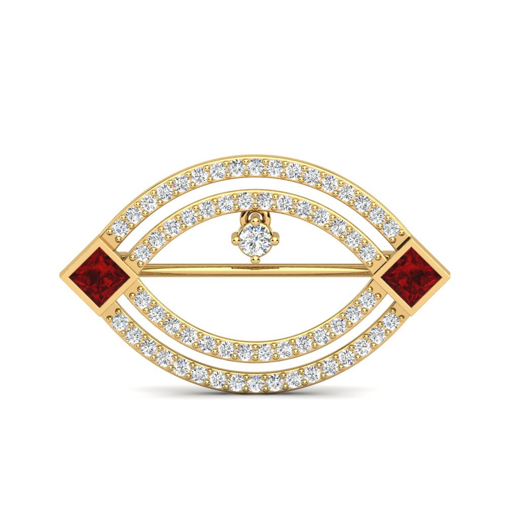 Gelbgold 375 Roter Zirkonia Brosche Lavitta