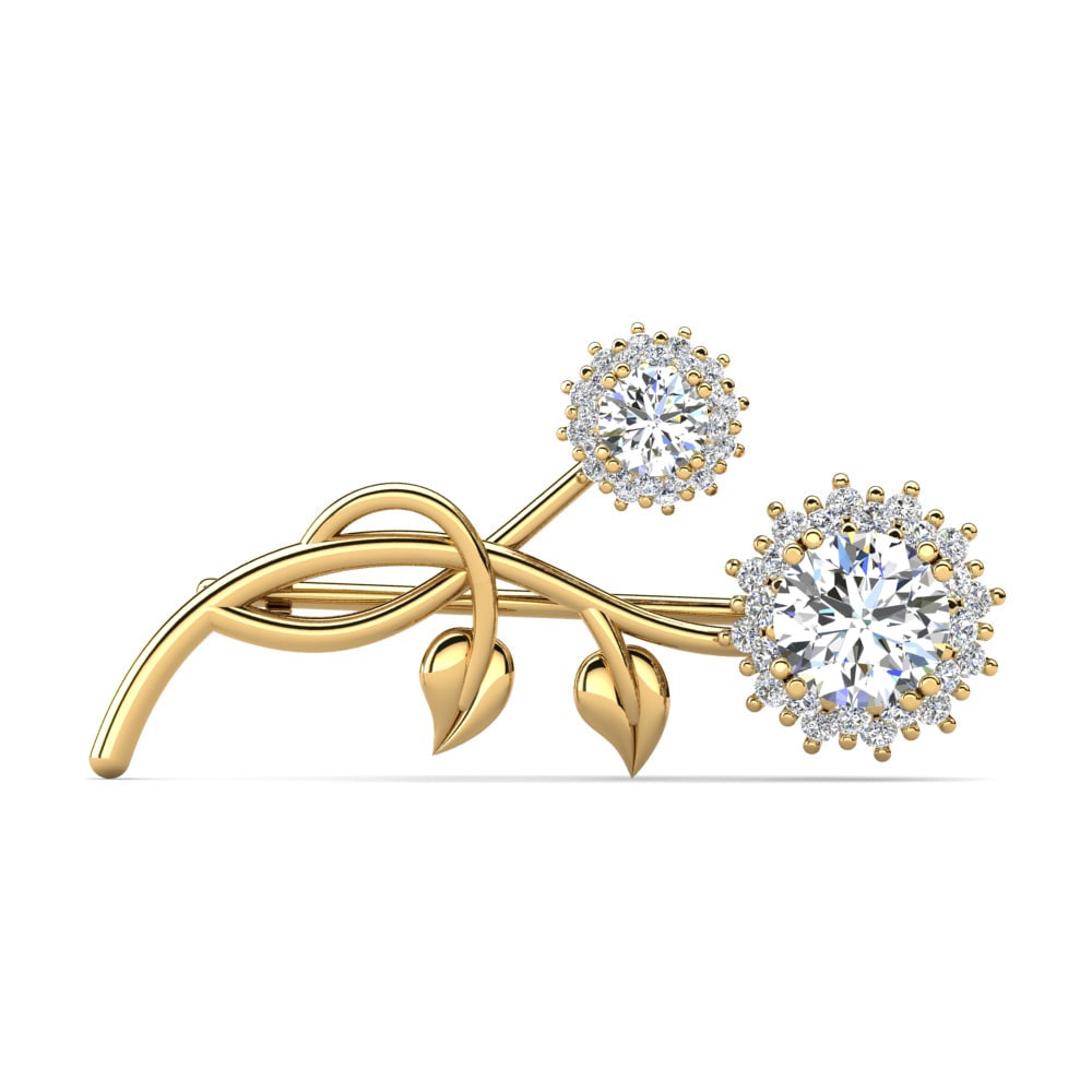 9k Oro Amarillo Diamante cultivado en laboratorio Broche Lavola