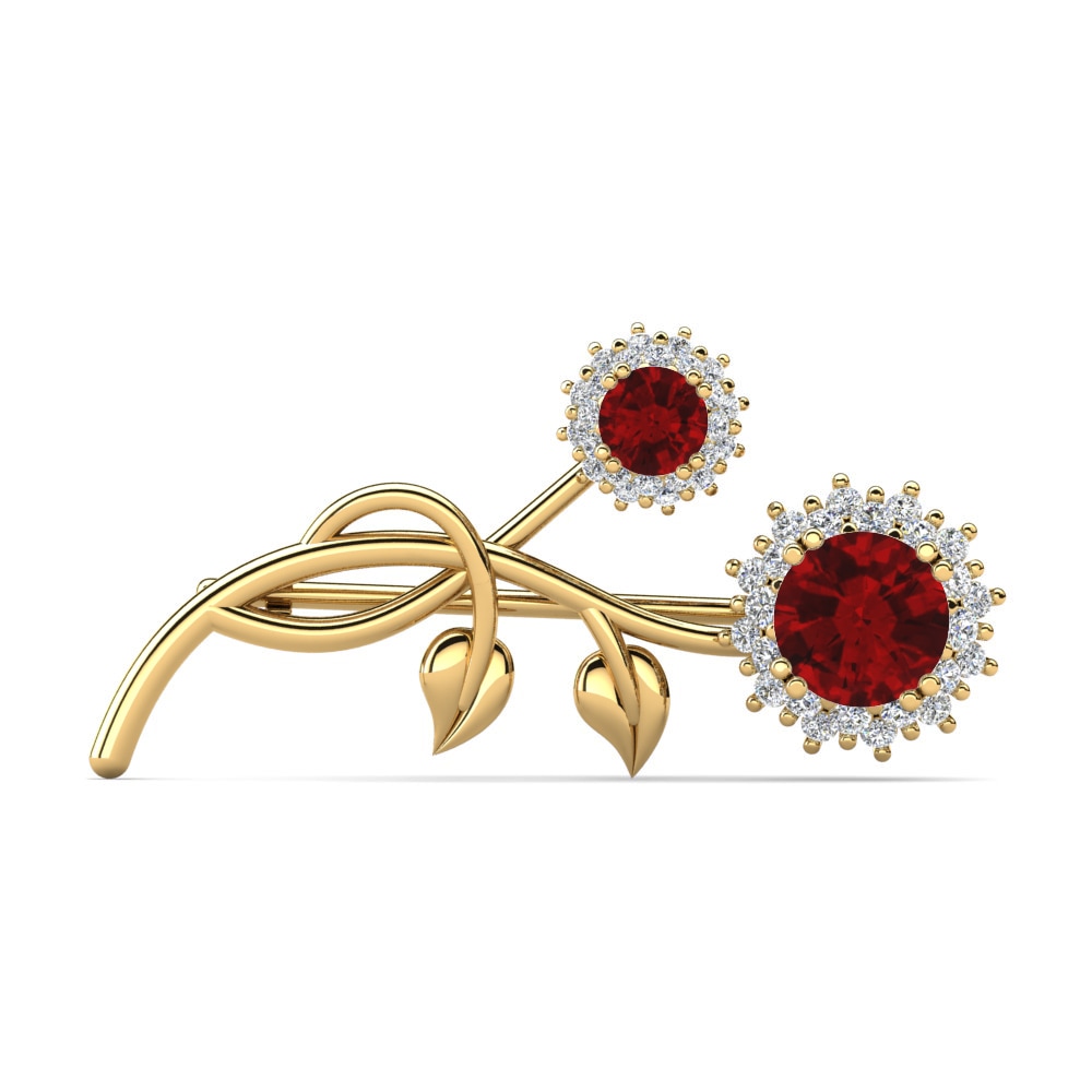 Gelbgold 375 Roter Zirkonia Brosche Lavola