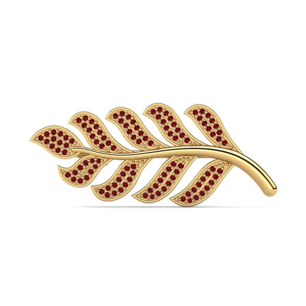 14ct Yellow Gold Red Zirconia Brooch Lawanika