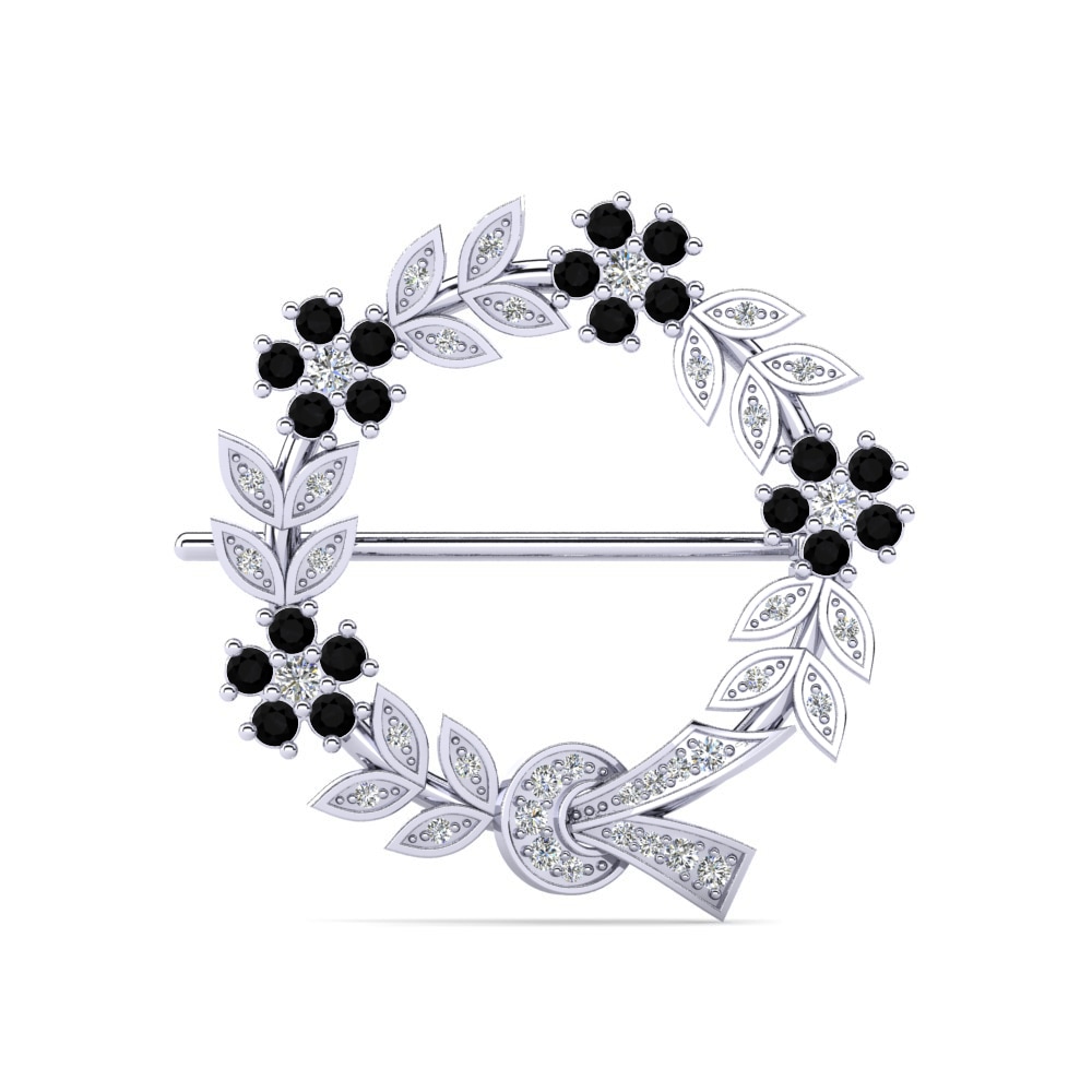 950 Platinum Black Diamond Brooch Laxita