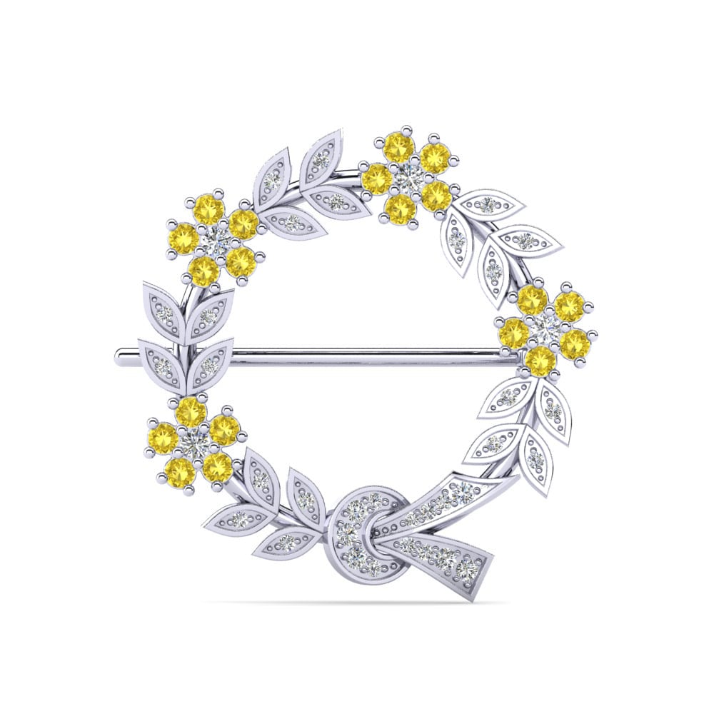 950 Palladium Yellow Sapphire Brooch Laxita
