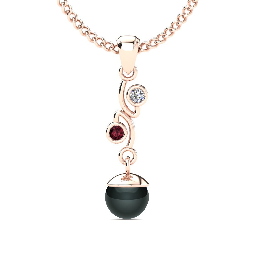 14ct Rose Gold Garnet Women's Pendant Lecorria Ø6 mm