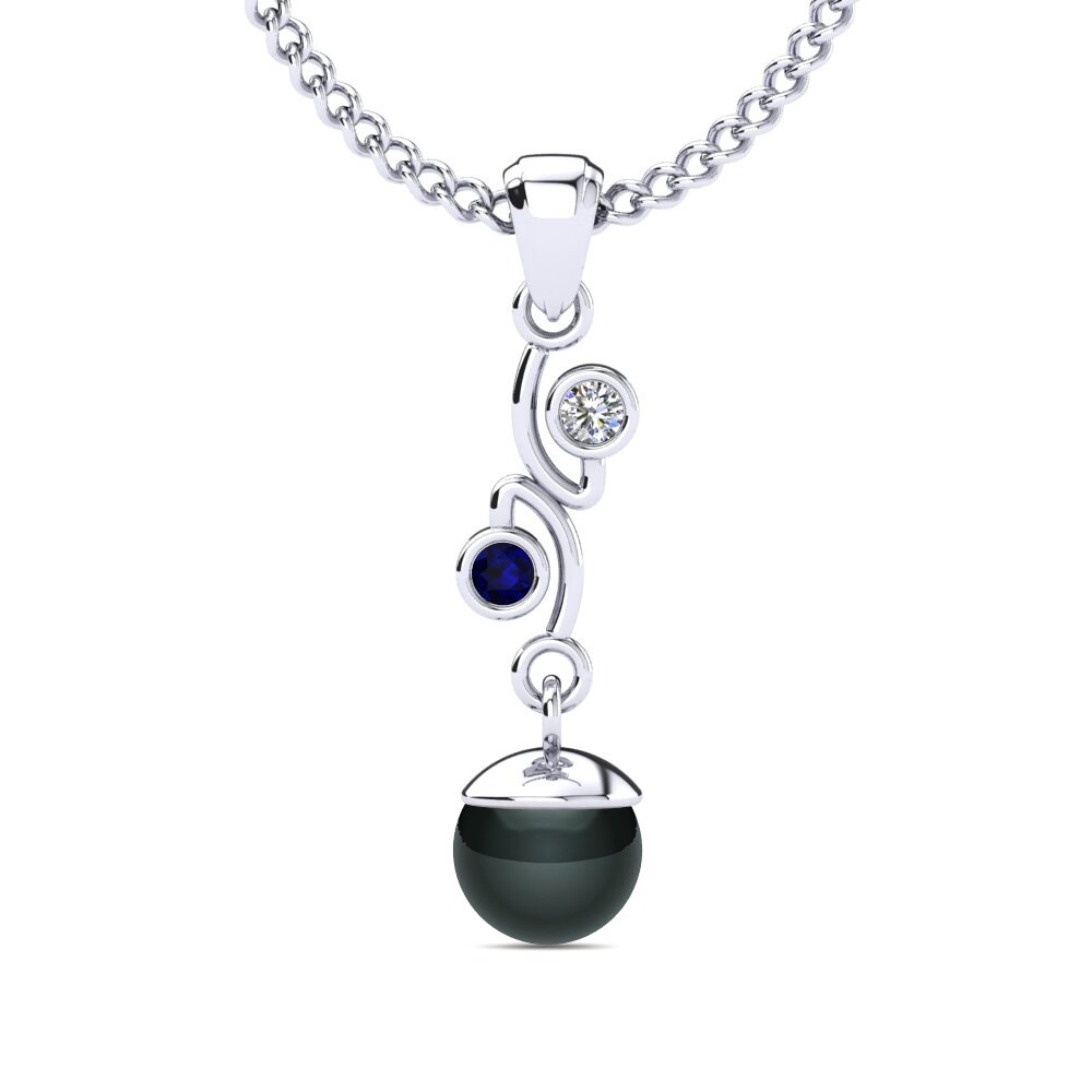 950 Platin Dunkelblauer Zirkonia Damen anhänger Lecorria Ø6 mm