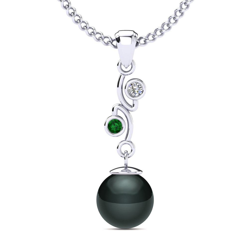 950 Palladium Grüner Zirkonia Damen anhänger Lecorria Ø8 mm
