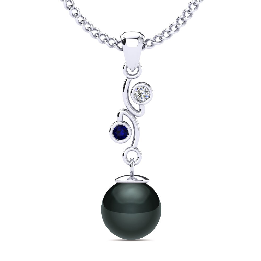 950 Platin Dunkelblauer Zirkonia Damen anhänger Lecorria Ø8 mm