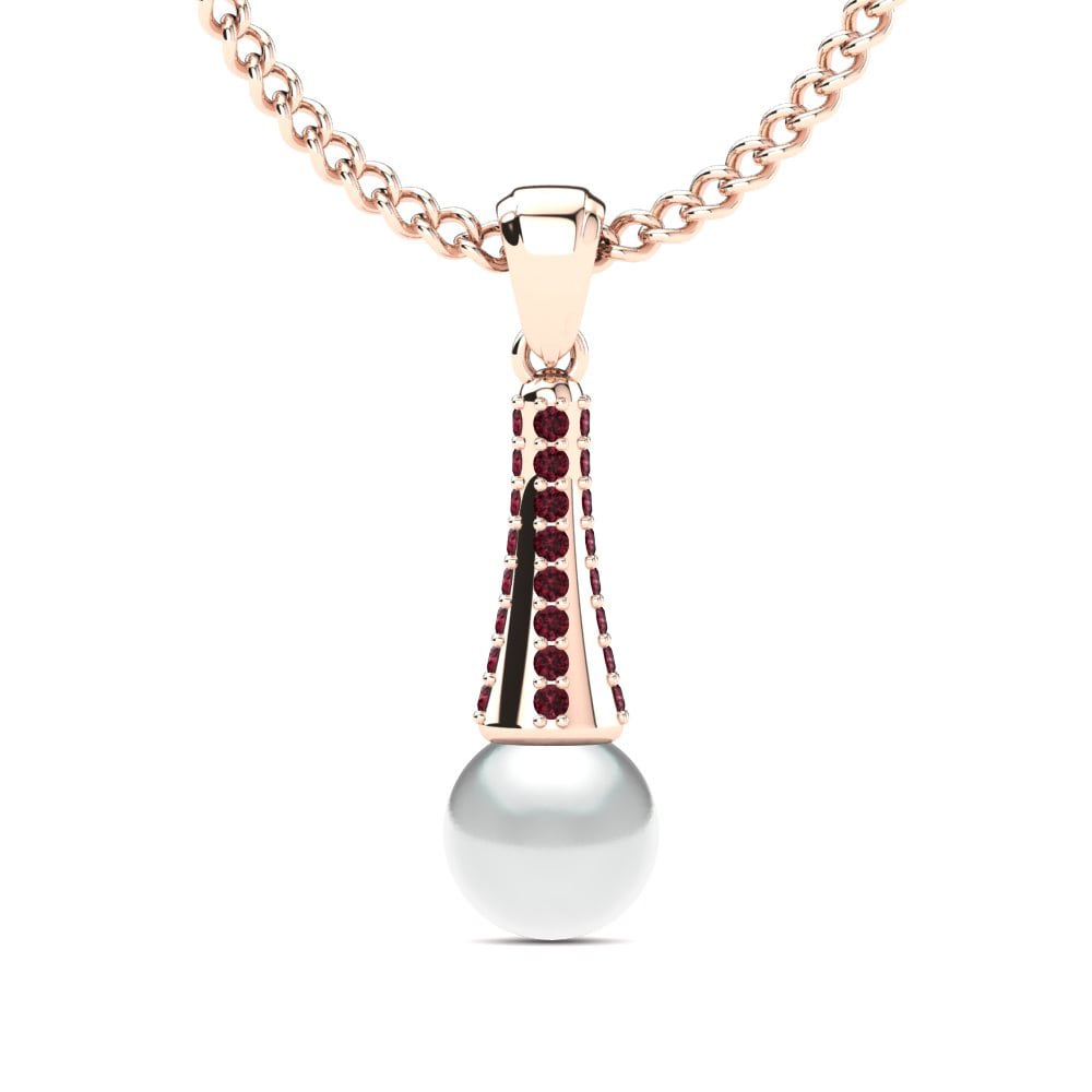 14ct Rose Gold Garnet Women's Pendant Leovan Ø6 mm