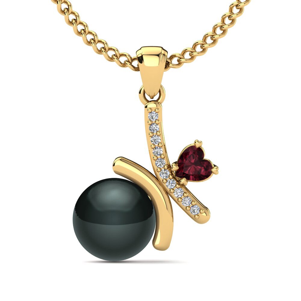 9k Yellow Gold Garnet Women's Pendant Lerika Ø8 mm