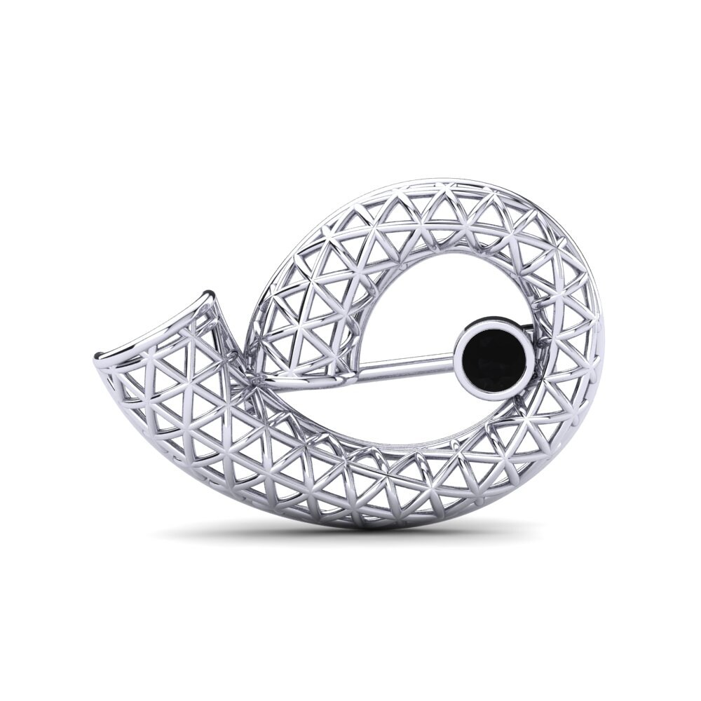 950 Platinum Black Diamond Brooch Levoria
