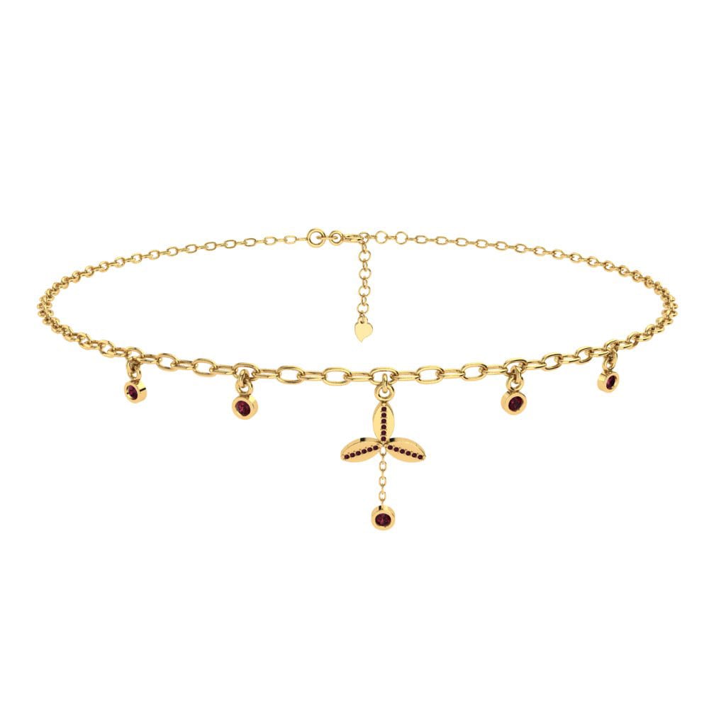 14ct Yellow Gold Garnet Women's Anklet Lianna