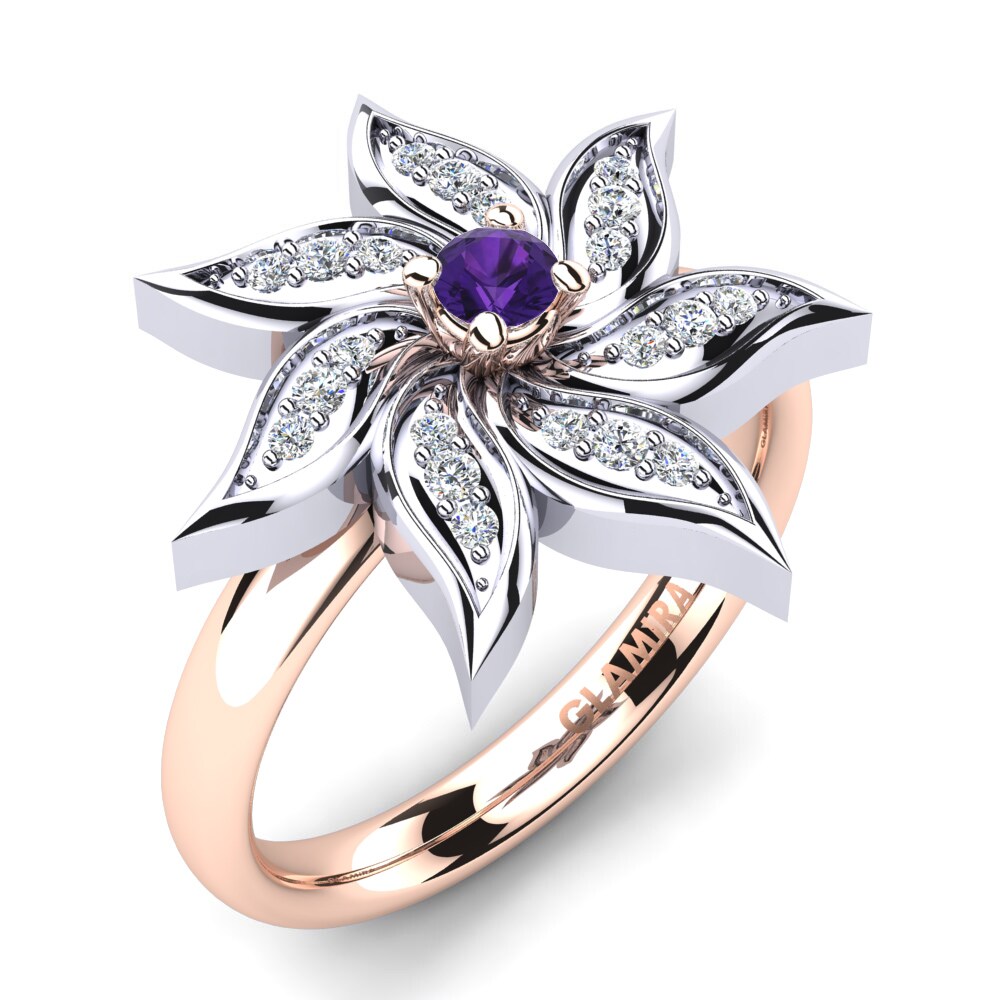 9ct White & Rose Gold Amethyst Ring Limasy