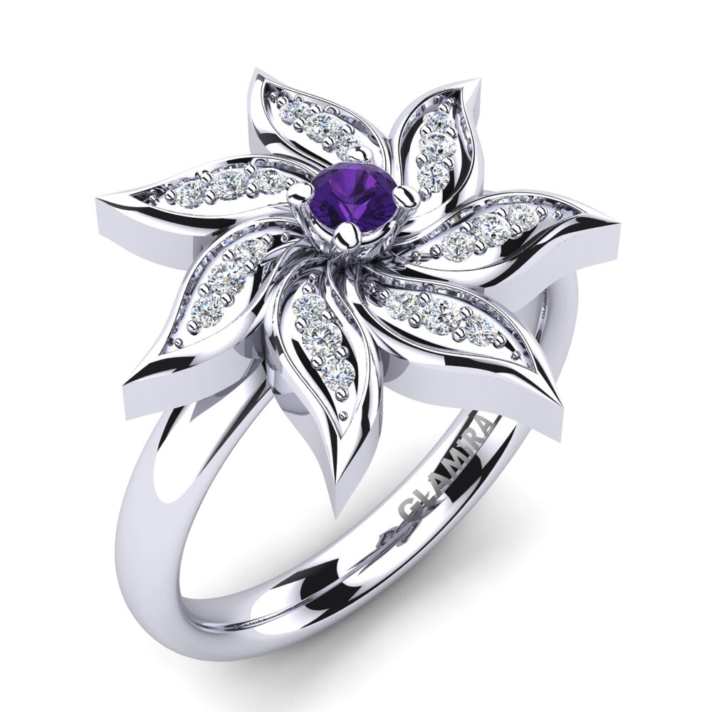 花朵 紫水晶 戒指 Limasy