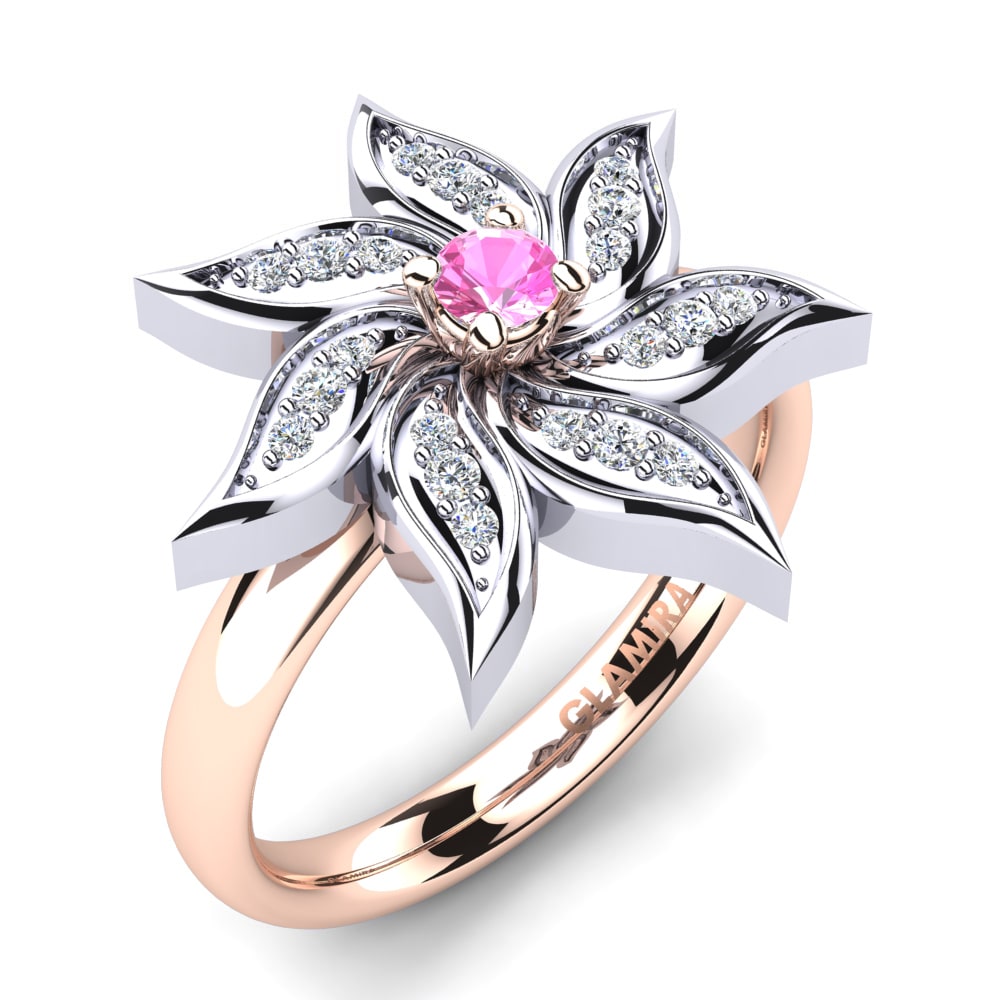 18ct White & Rose Gold Pink Tourmaline Ring Limasy