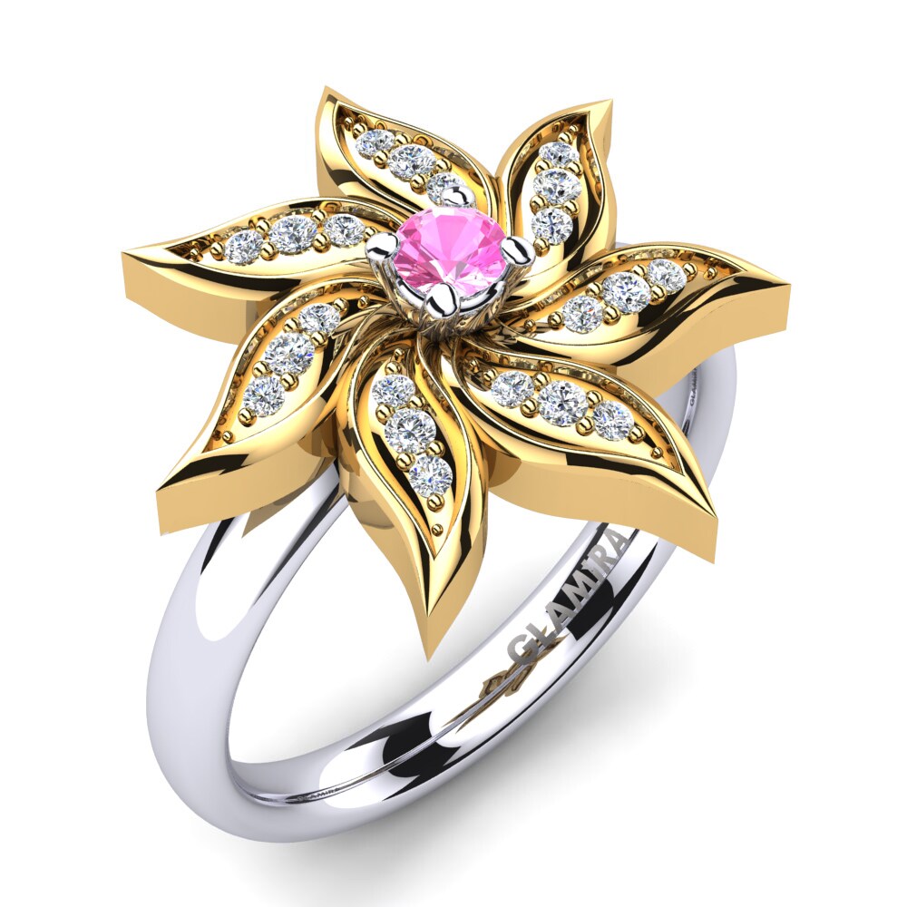 9ct Yellow & White Gold Pink Tourmaline Ring Limasy