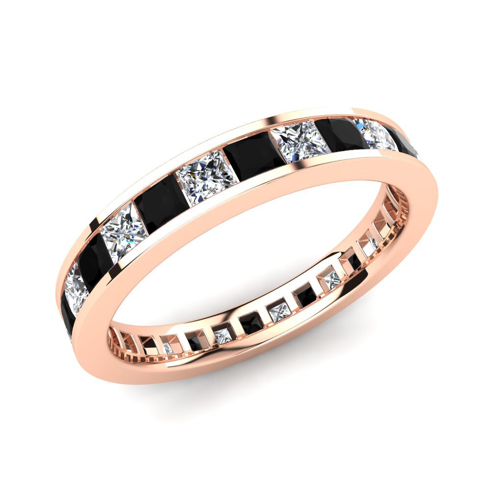Or rose 14k Diamant Noir Bague Lizmari