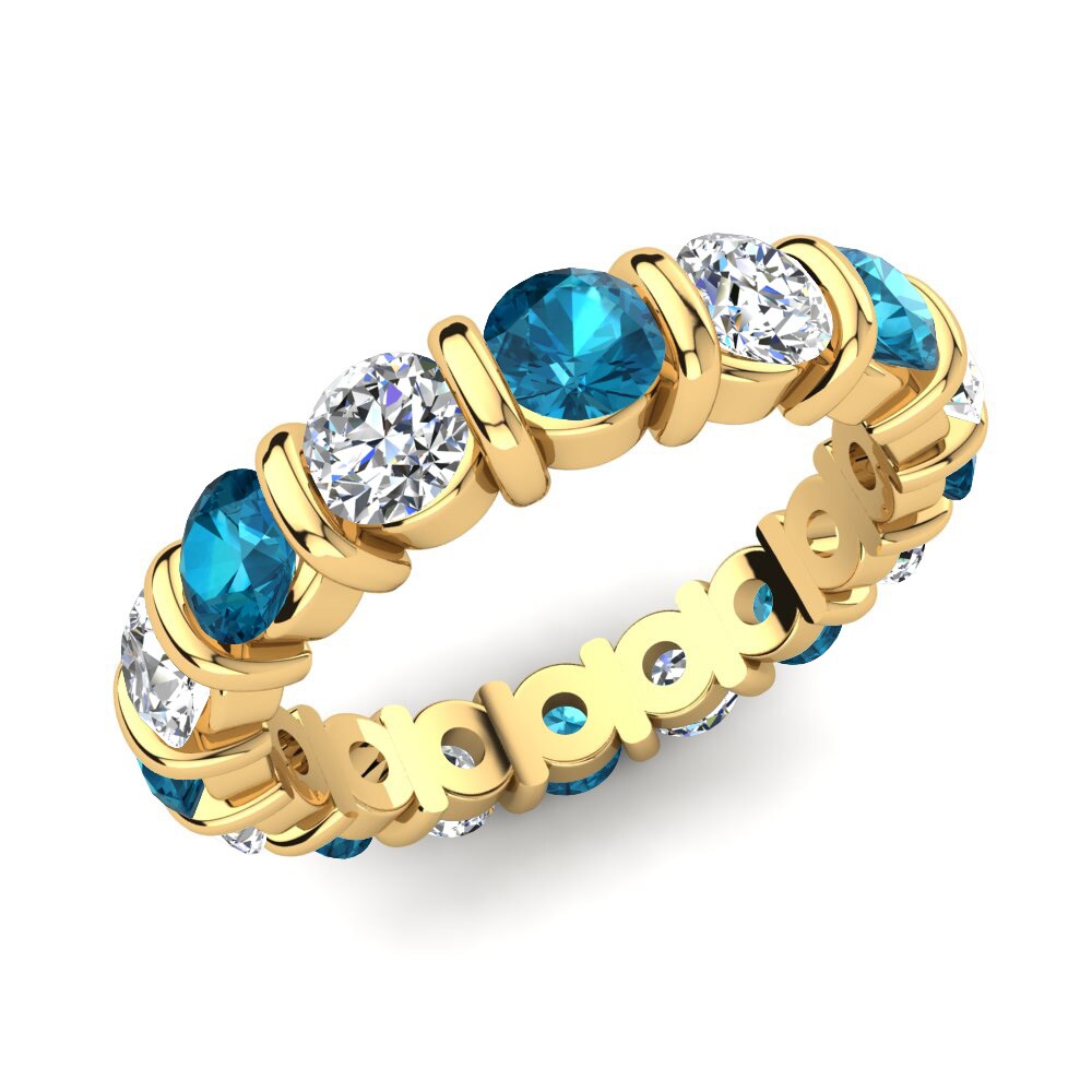 Or Jaune 14k Topaze Bleue Bague Lizzeth