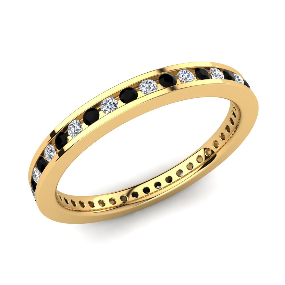 Or Jaune 14k Diamant Noir Bague Lokavya