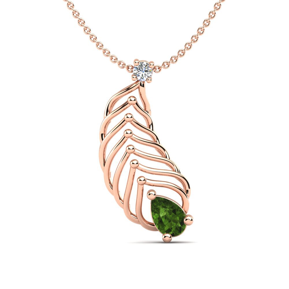 14ct Rose Gold Green Tourmaline Women's Pendant Longan