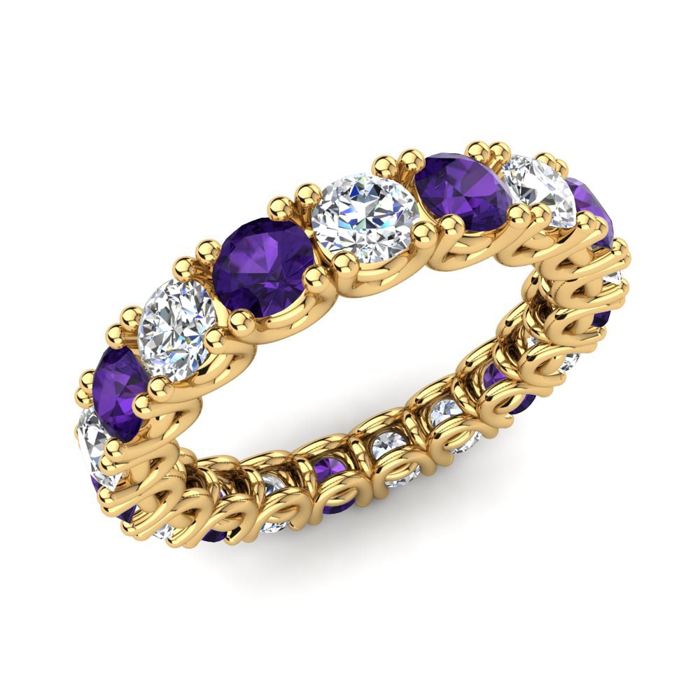 Or Jaune 14k Améthyste Bague Lonika