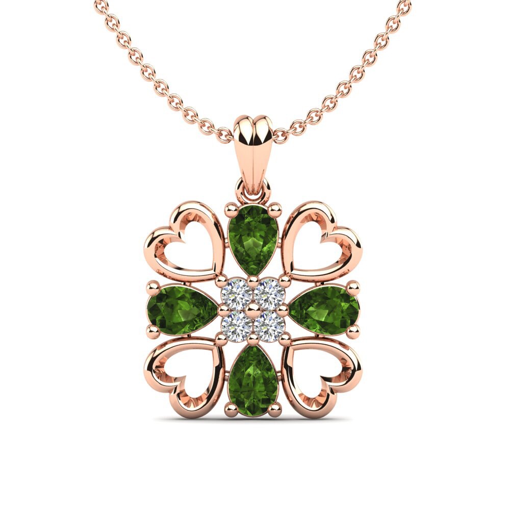 14ct Rose Gold Green Tourmaline Women's Pendant Amelita