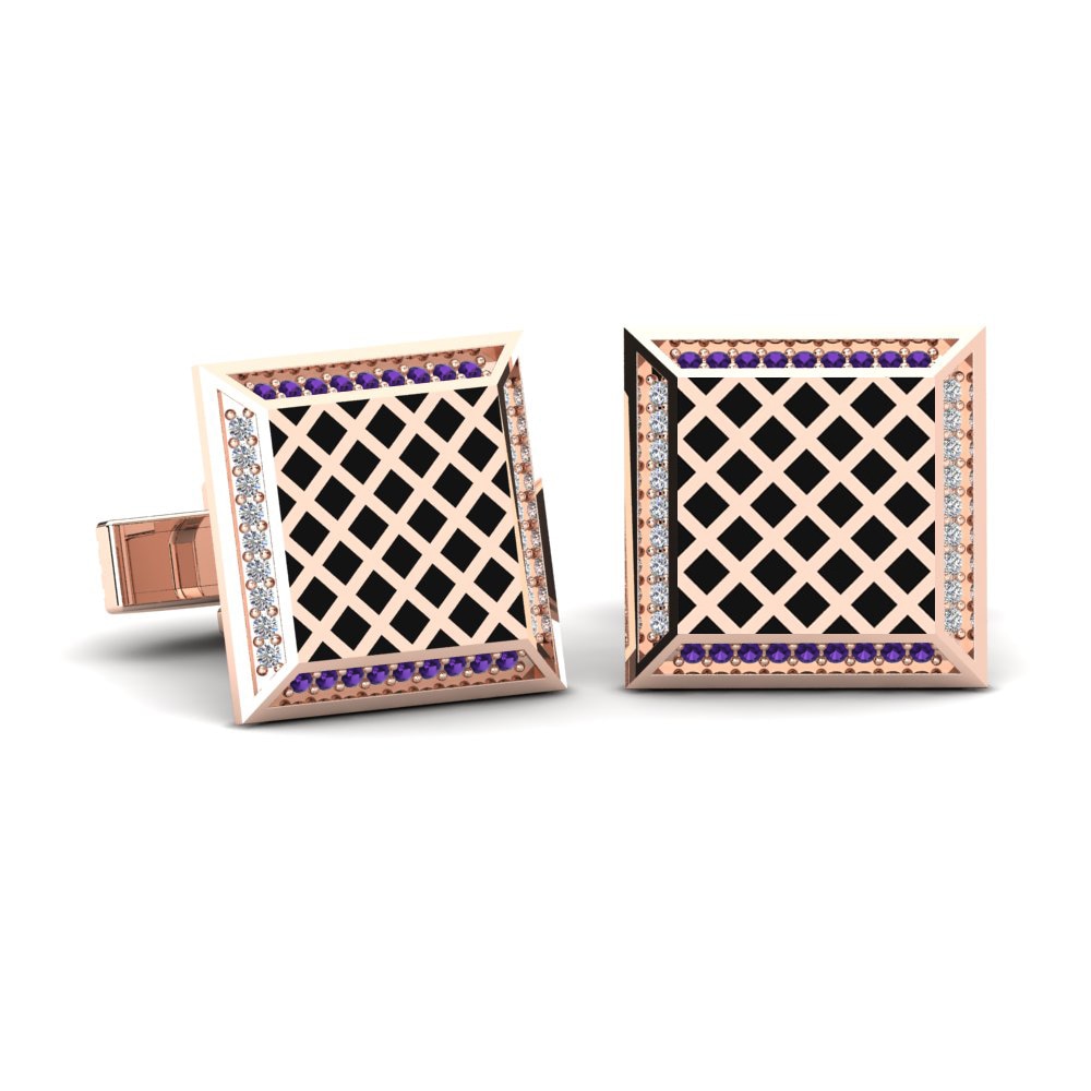 14ct Rose Gold Amethyst Cufflink Damarcus