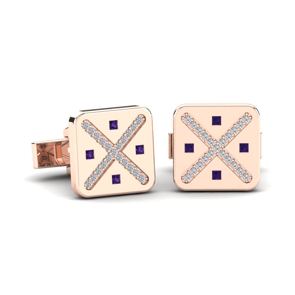 14ct Rose Gold Amethyst Cufflink Drefan