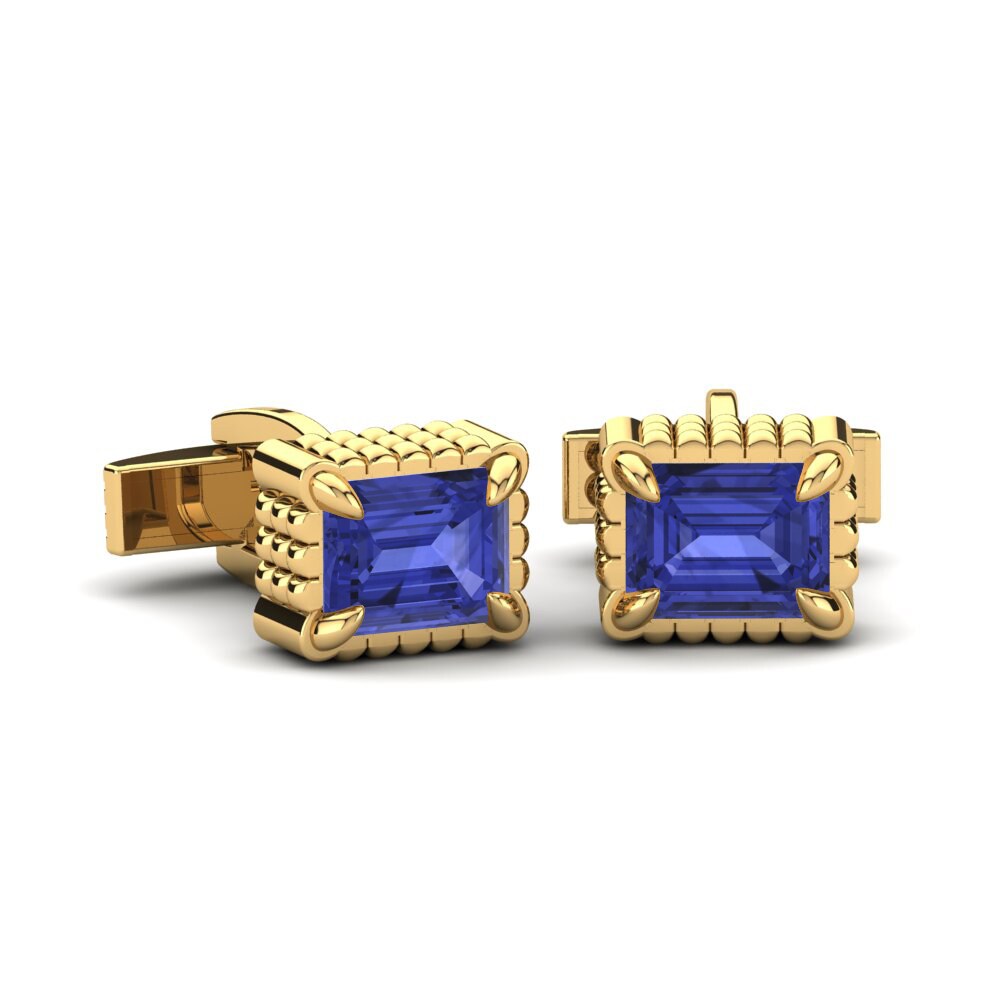 14ct Yellow Gold Tanzanite Cufflink Earvin