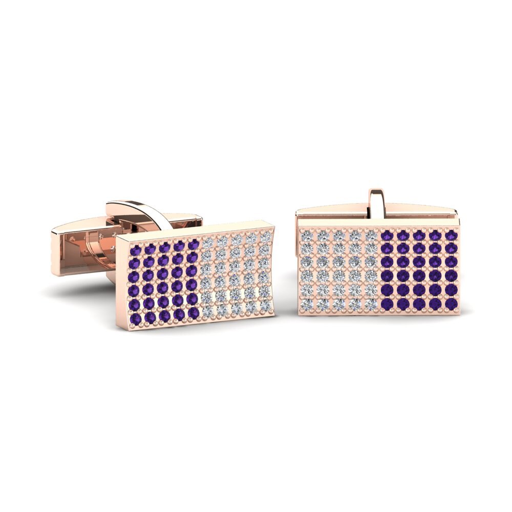 14ct Rose Gold Amethyst Cufflink Jacolbie