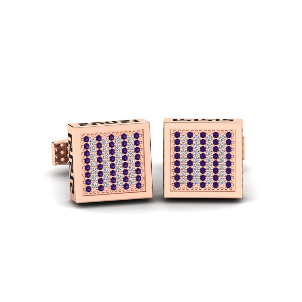 14ct Rose Gold Amethyst Cufflink Leonato