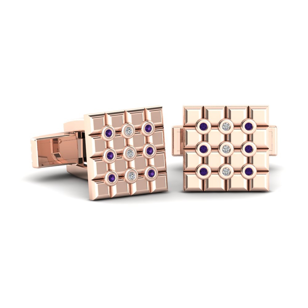 14ct Rose Gold Amethyst Cufflink Meldrick