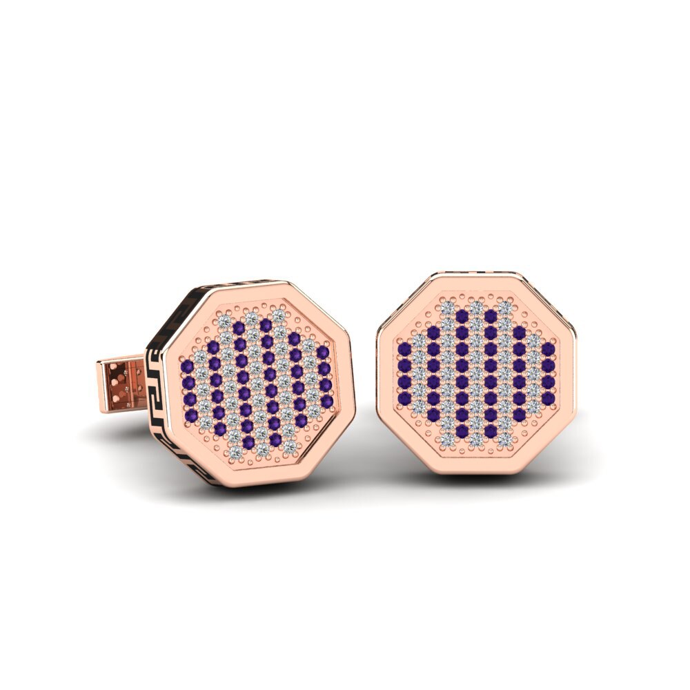 14ct Rose Gold Amethyst Cufflink Silvius