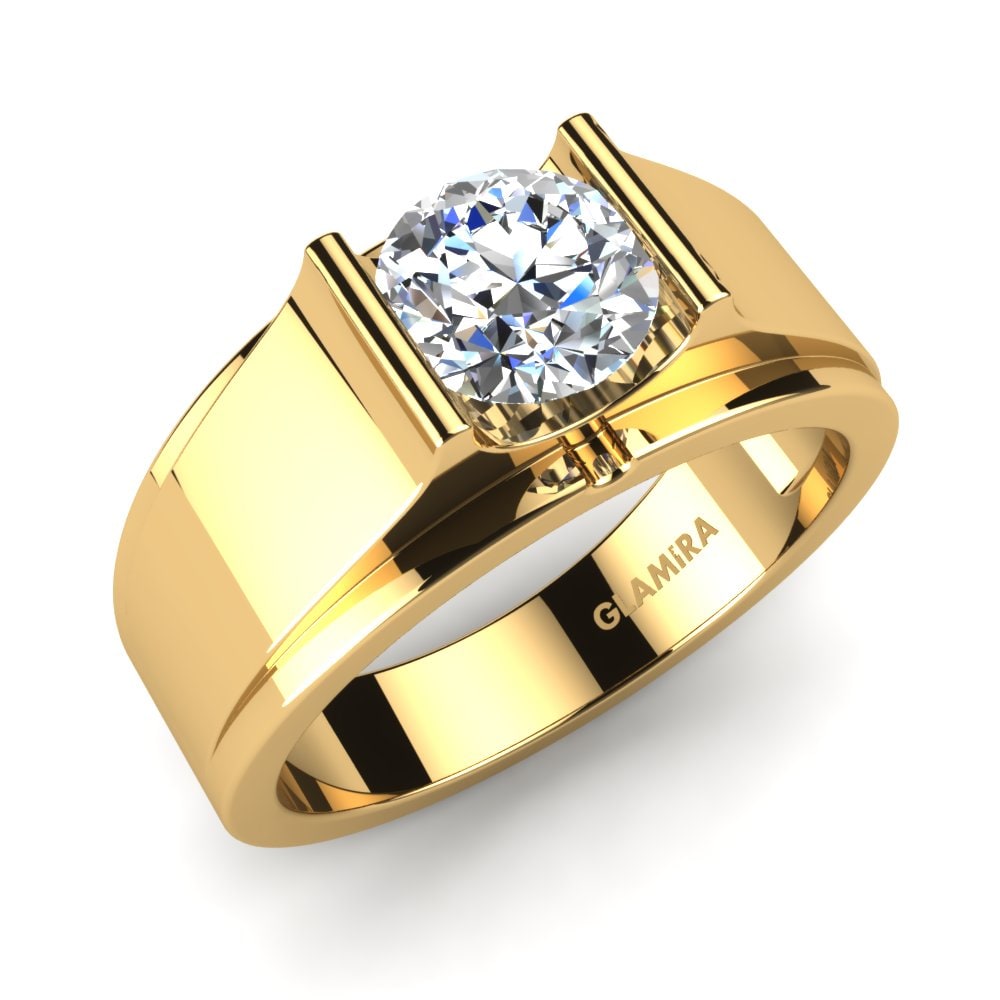 18ct Yellow Gold Lab Grown Diamond Men's Ring Cool Breeze