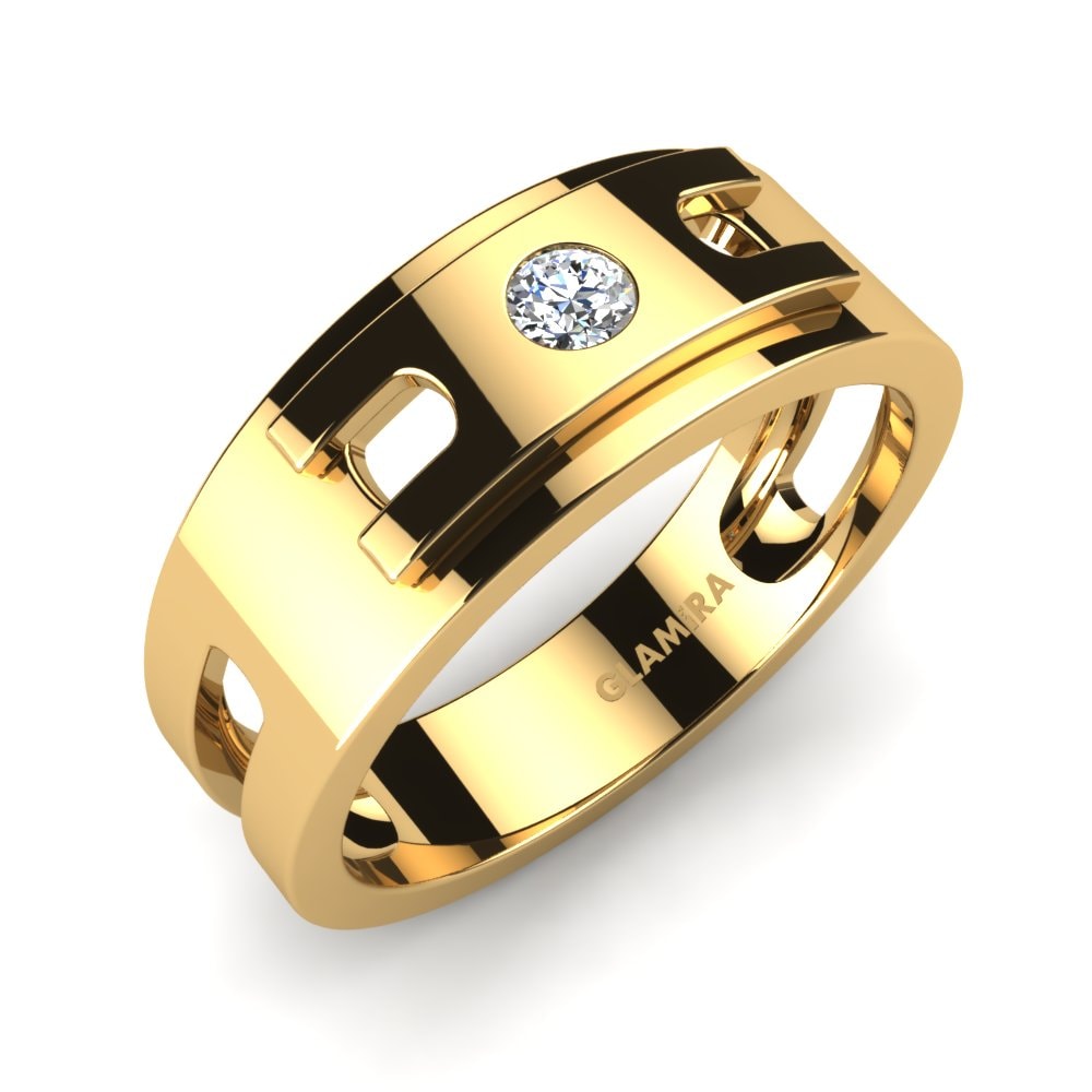18ct Yellow Gold Lab Grown Diamond Men's Ring Powerful Mind