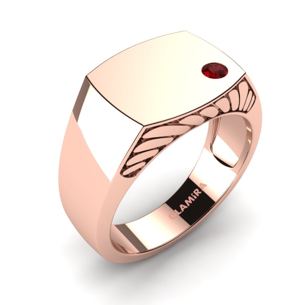 Ruby Rose Gold Men's Ring Ares