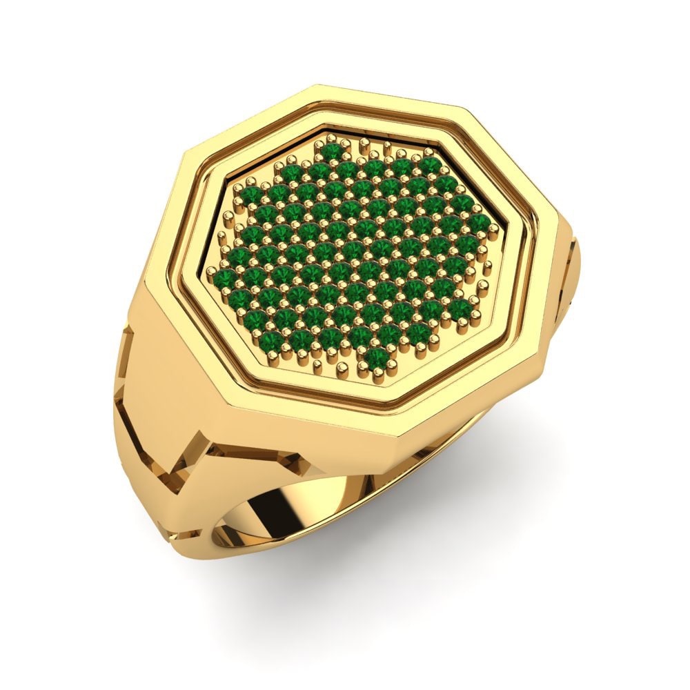 Oro Giallo 585 Zircone Verde Anello da uomo Algirdas