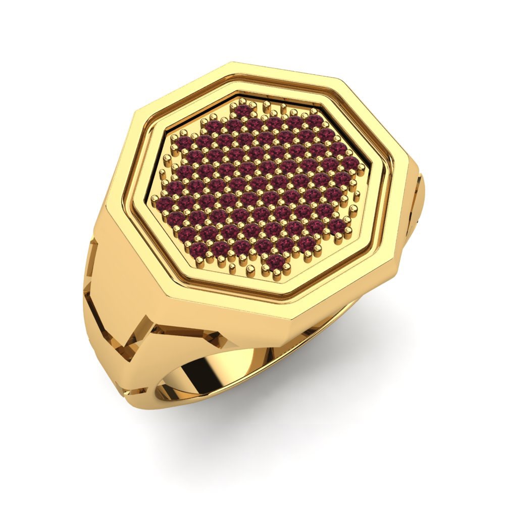 Oro Giallo 750 Granato Anello da uomo Algirdas
