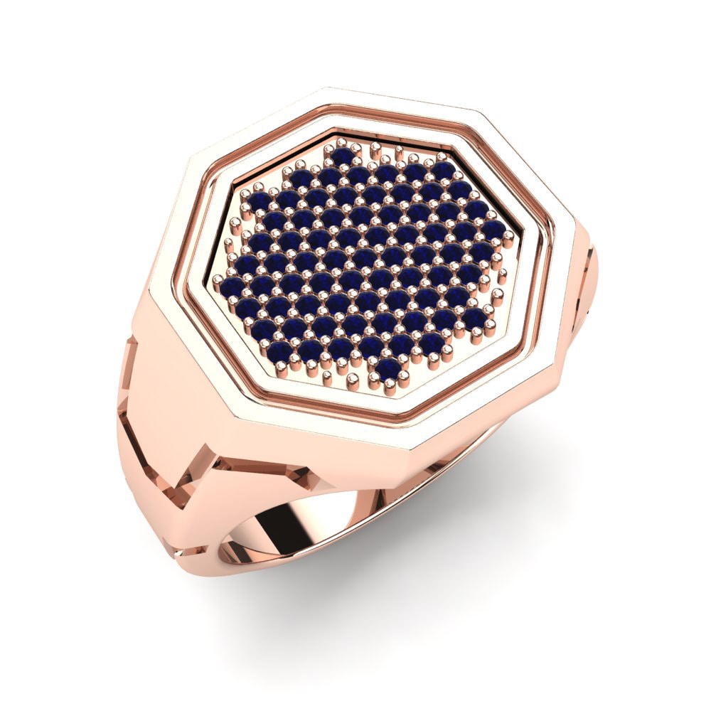 Oro Rosso 585 Zaffiro Anello da uomo Algirdas
