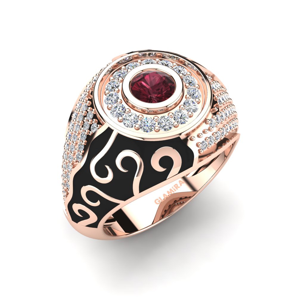 Rotgold 375 Granat Herrenring Aljerino